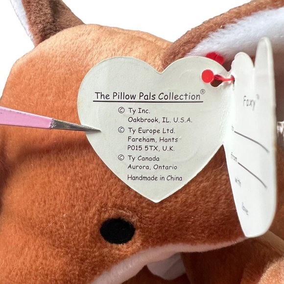 Ty The Pillow Pals Collection Foxy 1997 with Tags Plush Pet Stuffed Animal Toy - Picture 8 of 11